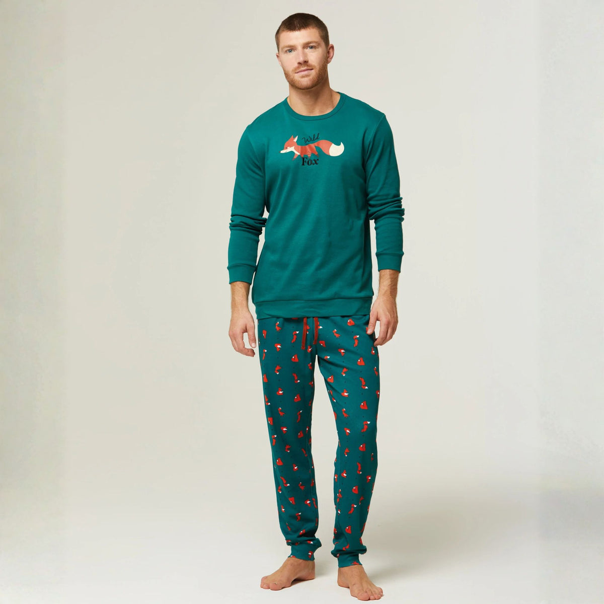 Pigiama lungo uomo in caldo cotone volpe Pompea fox