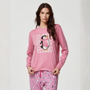 Pigiama donna in caldo cotone pinguini Pompea