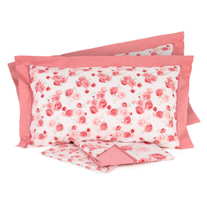 Lenzuola letto 100% cotone percalle D17 Preziosa Portovenere corallo