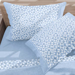 Lenzuola letto in calda flanella Soffice Preziosa D12 celeste e bianco
