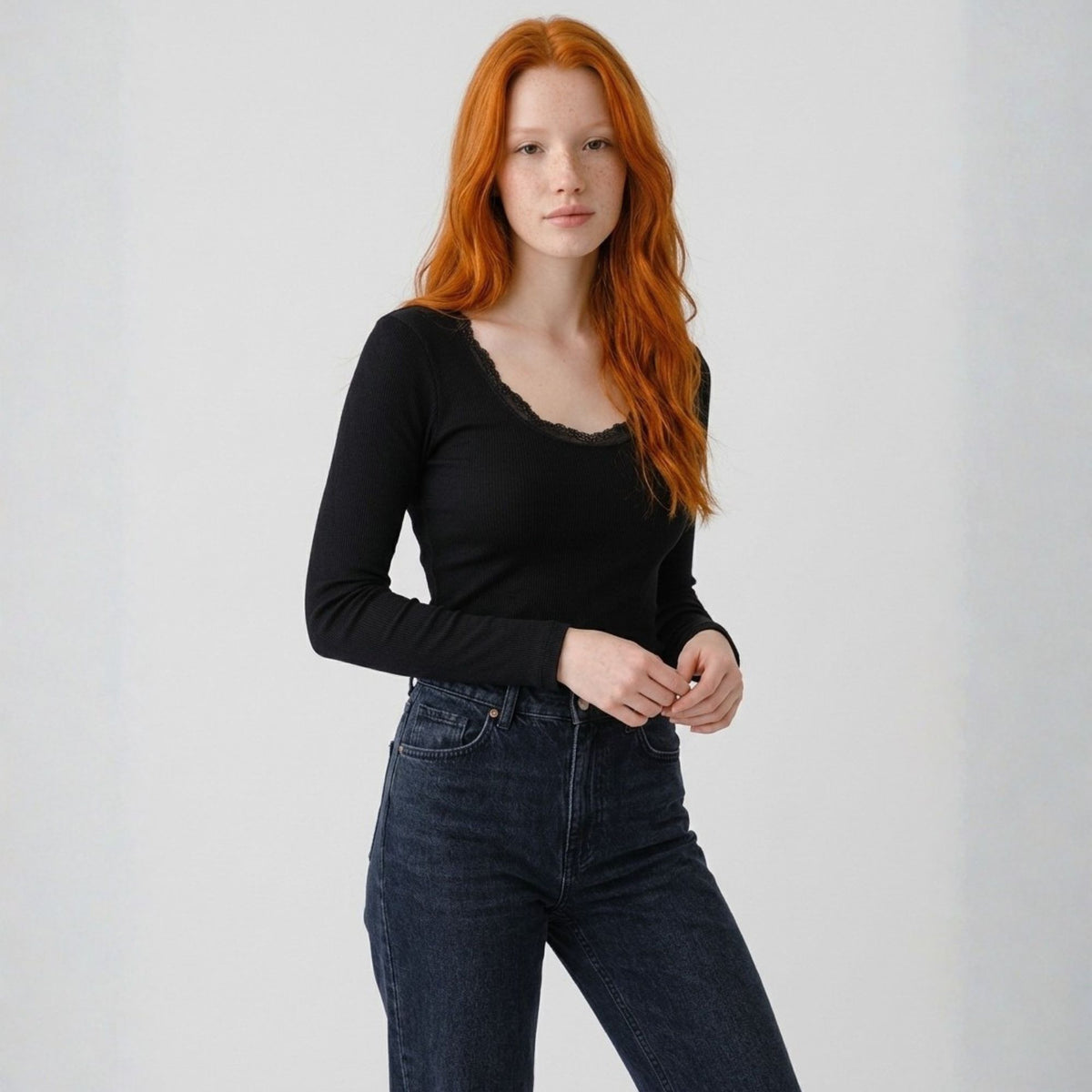 Maglia donna lana e seta con pizzo Ragno 701839