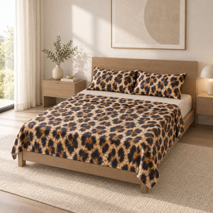 Completo letto leopardato Riviera 100% cotone percalle LN1825 maila