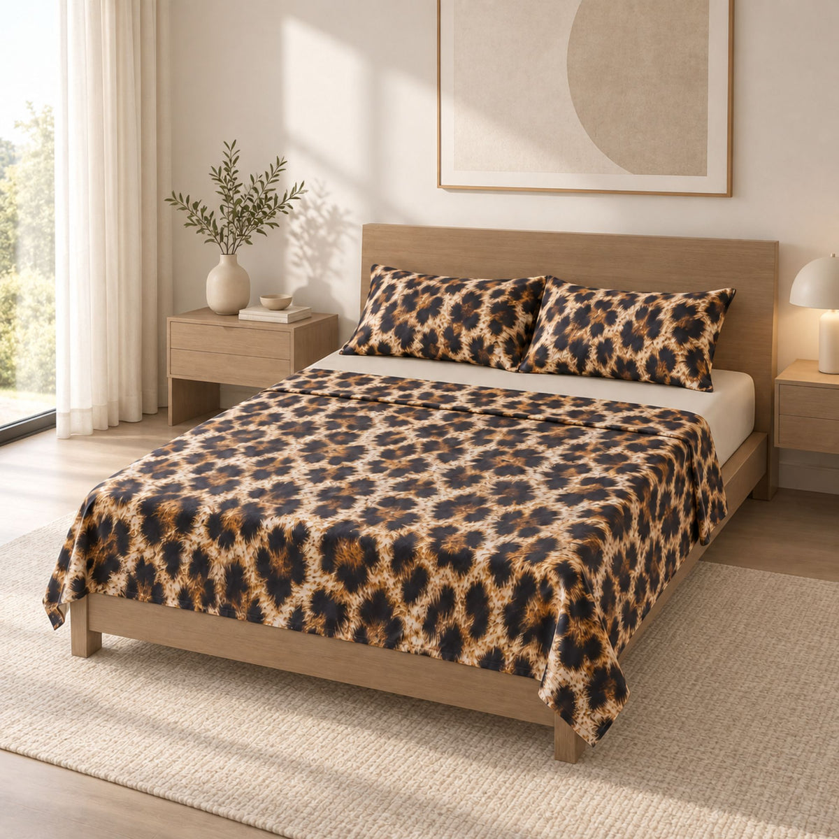 Completo letto leopardato Riviera 100% cotone percalle LN1825 maila