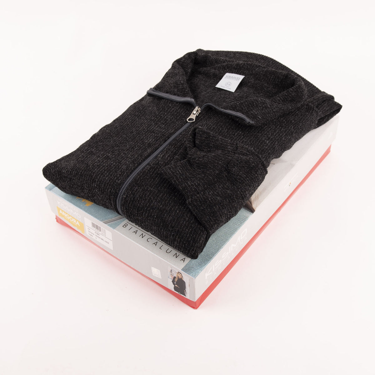 Pigiama tuta in maglia angora con zip Biancaluna art. Roma grigio/nero