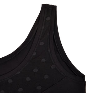 Canotta donna moda Rossoporpora db735 trasparente a pois