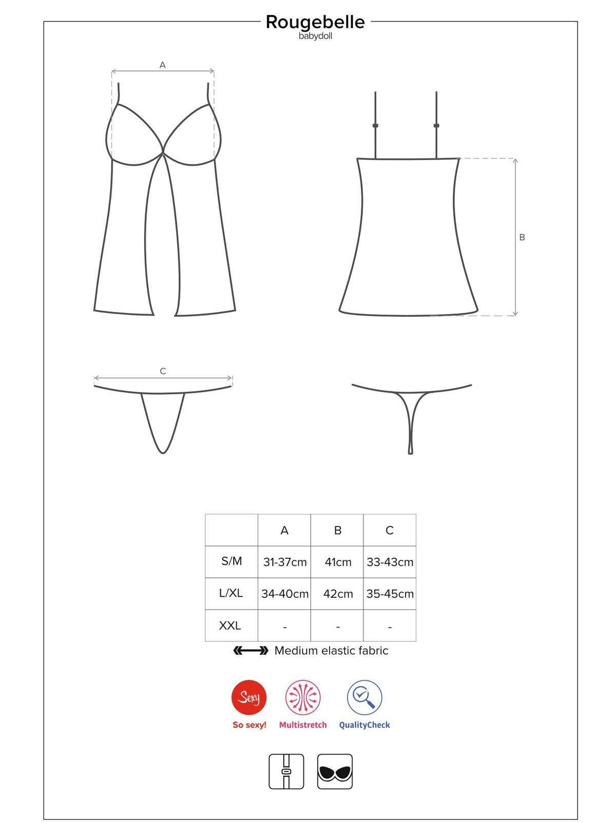 Sexy coordinato babydoll + perizoma Obsessive rougebelle