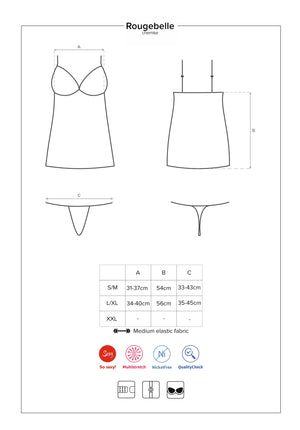 Sexy coordinato sottoveste + perizoma Obsessive rougebelle chemise e thong