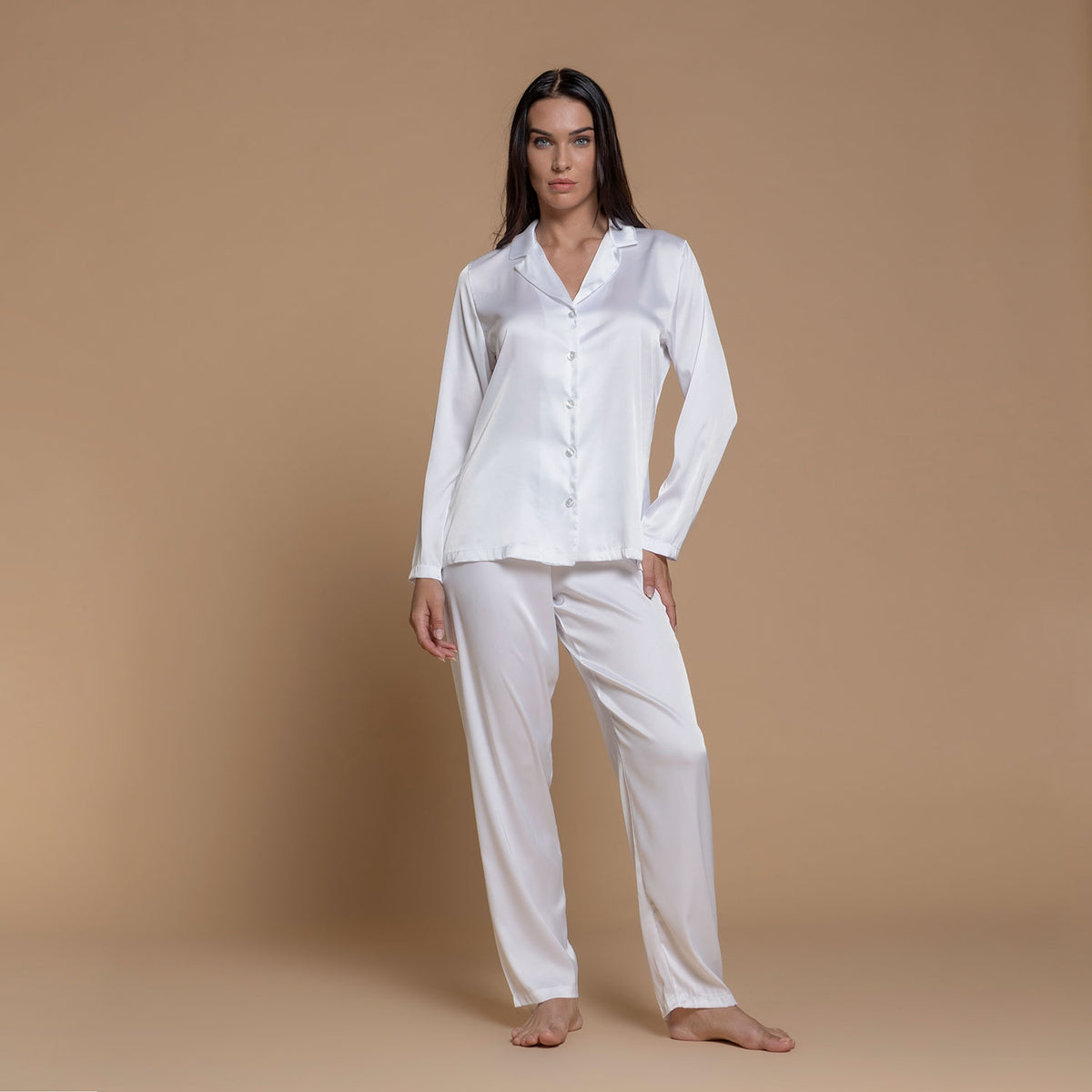 Pigiama donna in raso maglia aperta Biancaluna RS77040