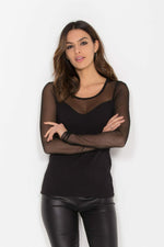 Maglia donna Rossoporpora DB720 manica lunga con tulle