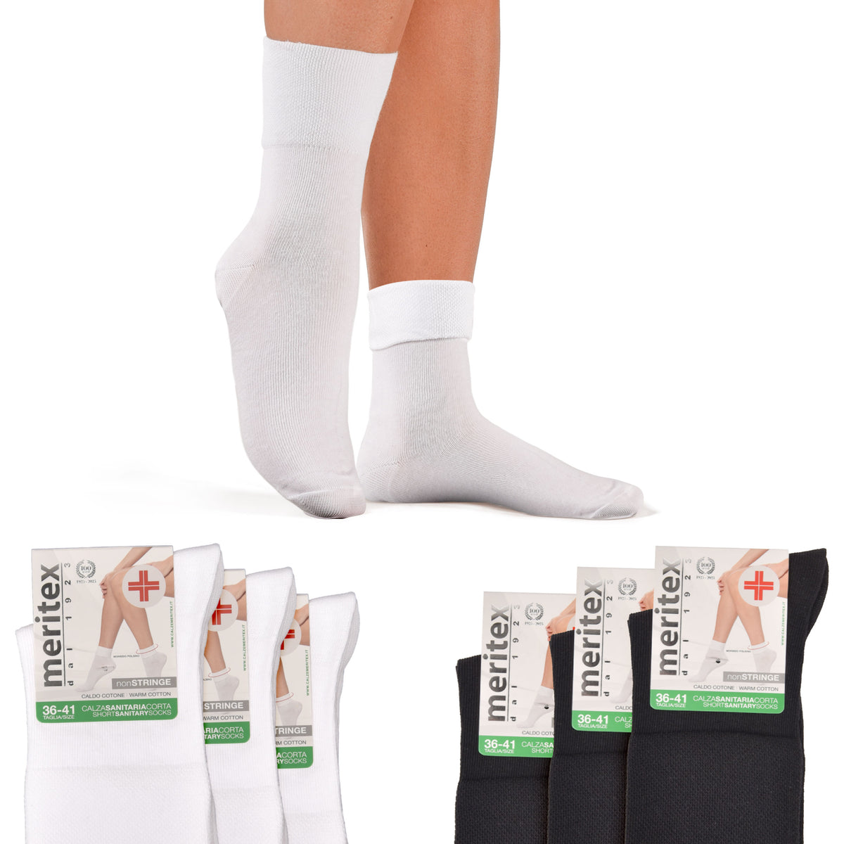 Calze Sanitarie Corte caldo cotone Meritex 3327 3 paia