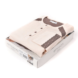 Pigiama donna invernale Karelpiù SE3410 caldo cotone beige marrone