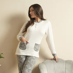 Pigiama donna serafino con tasche Karel punto milano SE5301
