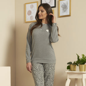 Pigiama donna in punto milano leopardato Karel SE5303