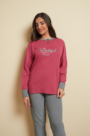 PIgiama donna caldo cotone pied de poule Karel SE5354