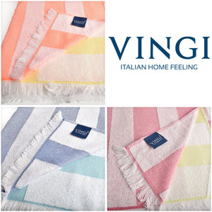 Telo mare Vingi spugna "Rombo" con frange 100% cotone
