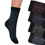 Calze donna corte Enrico Coveri Self-2Ass caldo cotone cerchi var B 4 paia