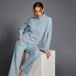 Pigiama donna punto milano maniche a sbuffo Lunatica celeste 52147