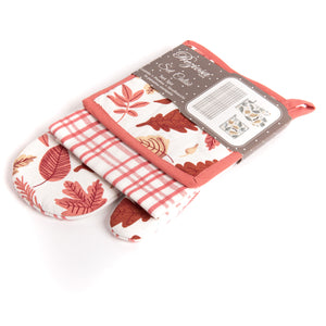 Set di guanto + strofinaccio + presina Preziosa Calisè W01 A rosso