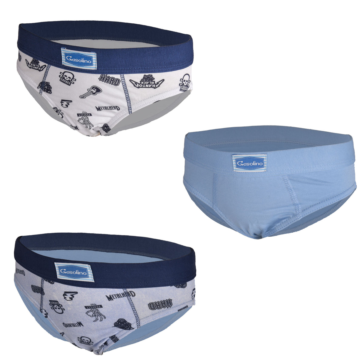 Slip bambino Gasoline U3411 assortito rock cotone 3 pezzi