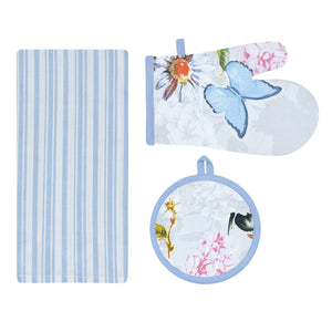 Set cucina 3 pezzi strofinaccio + guanto + presina Calisè S05 Preziosa