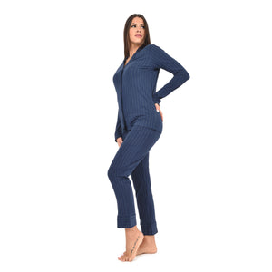Pigiama aperto donna Jadea collo a rever 5174 in caldo cotone raffinato