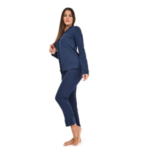 Pigiama aperto donna Jadea collo a rever 5174 in caldo cotone raffinato