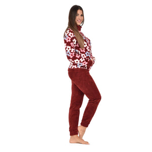 Pigiama donna invernale Biancaluna 23D93013 in pile coral fiori