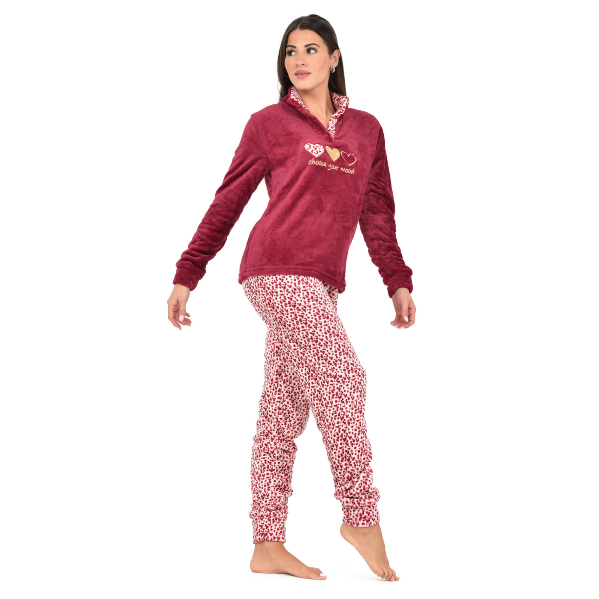 Pigiama donna Irge animalier flannel - coral MI 1935
