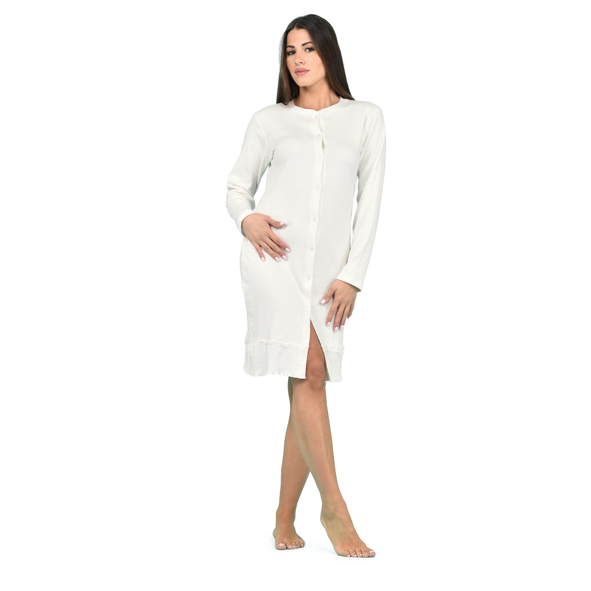 Camicia da notte donna invernale Biancaluna 23D20711 caldo cotone