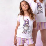 Pigiama bambina corto Santoro Gorjuss 55626 cotone bianco