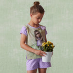 Pigiama bambina corto Santoro Gorjuss 55623 cotone lilla pois