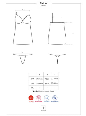 Sexy Coordinato sottoveste + perizoma Obsessive shibu chemise e thong nero