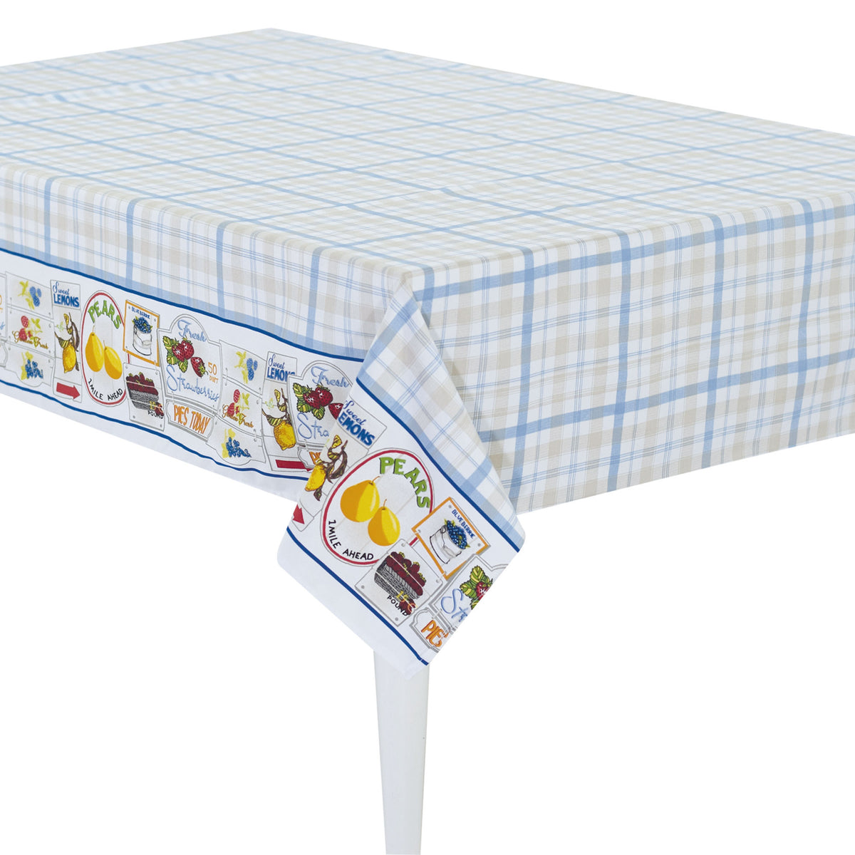 Tovaglia quadri celeste sabbia twill di cotone Sommaruga Siesta A