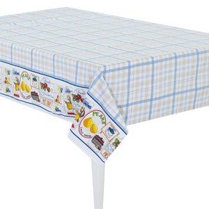 Tovaglia quadri celeste sabbia twill di cotone Sommaruga Siesta A