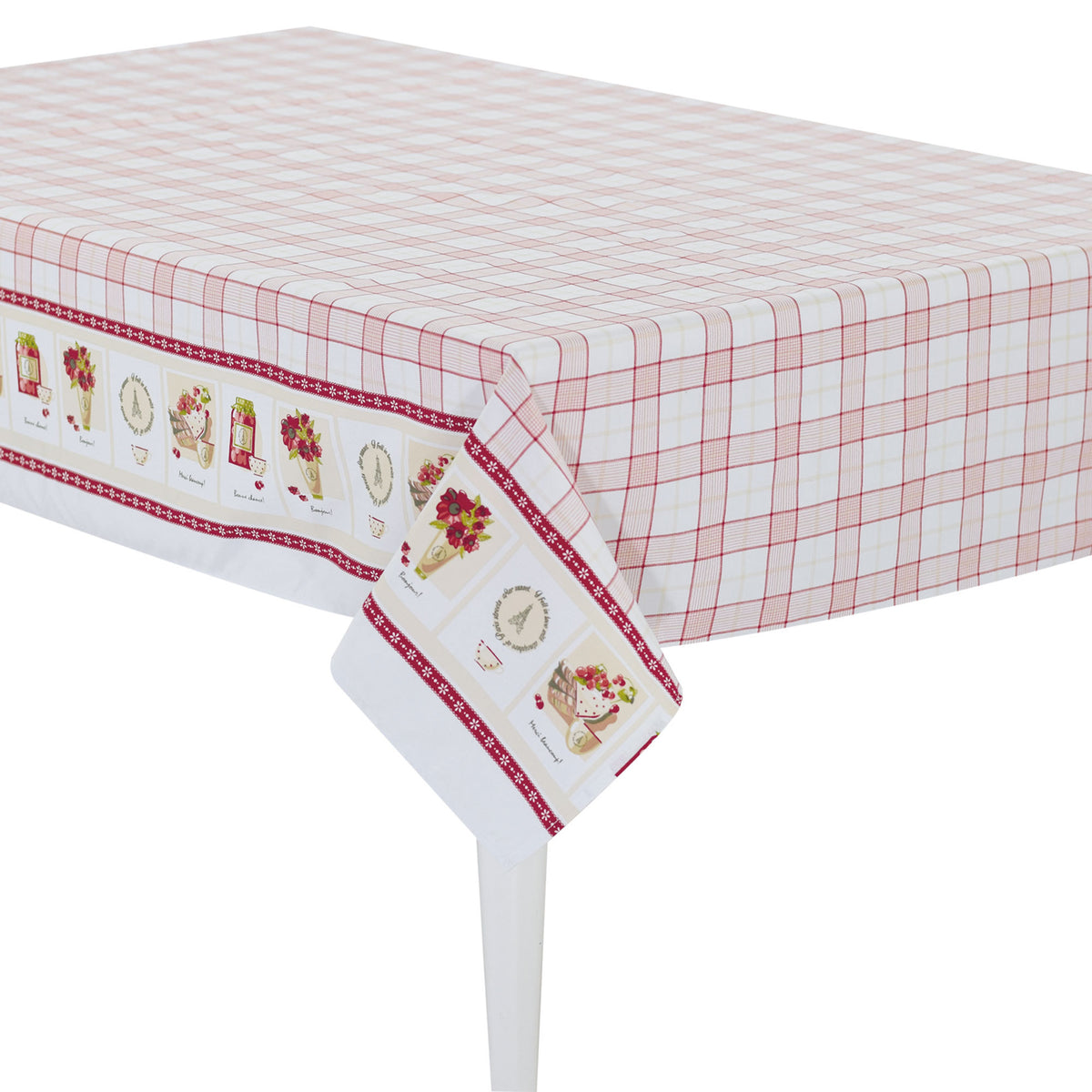Tovaglia quadri rosso beige twill di cotone Sommaruga Siesta D