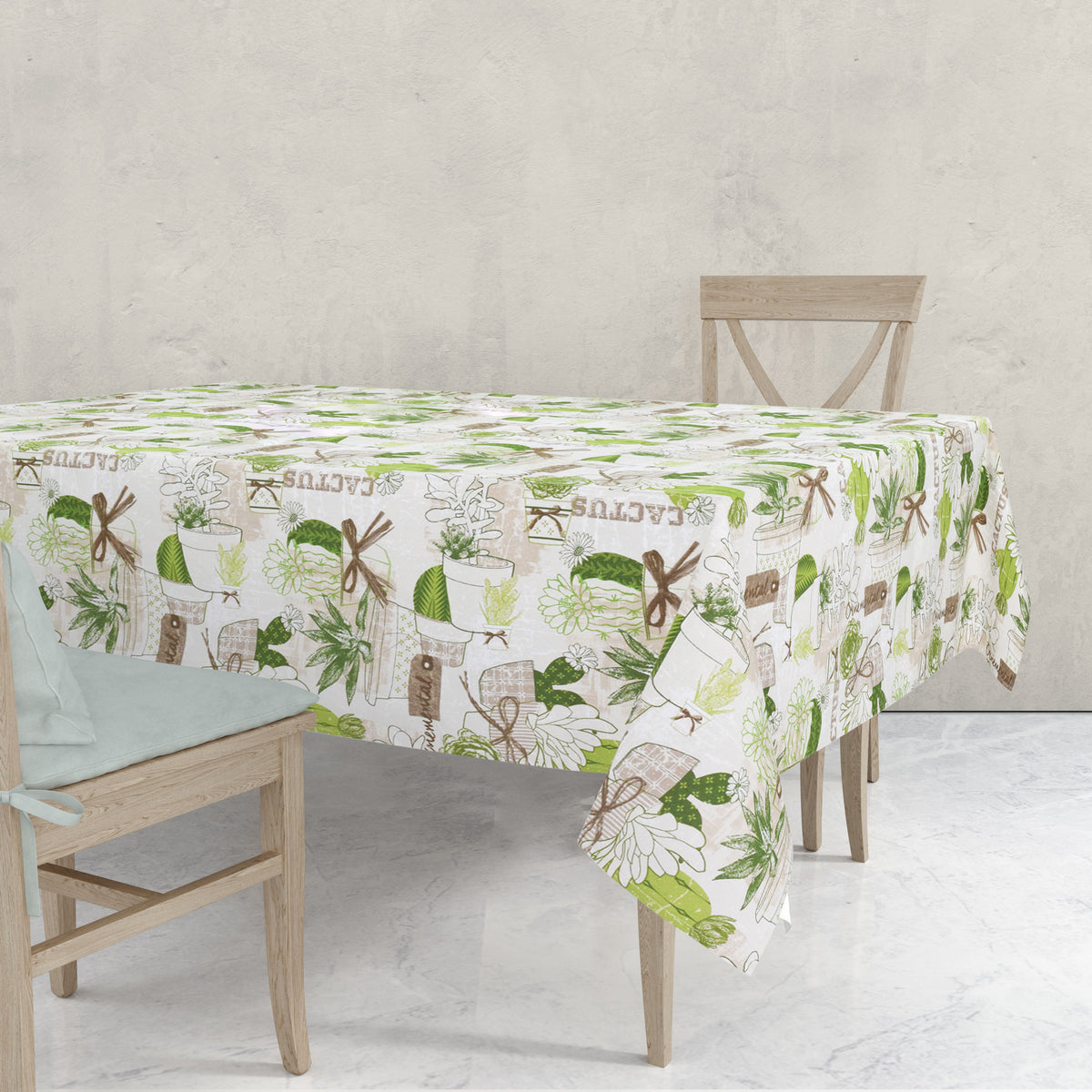Tovaglia in twill di cotone Sommaruga Siesta fantasia verde A