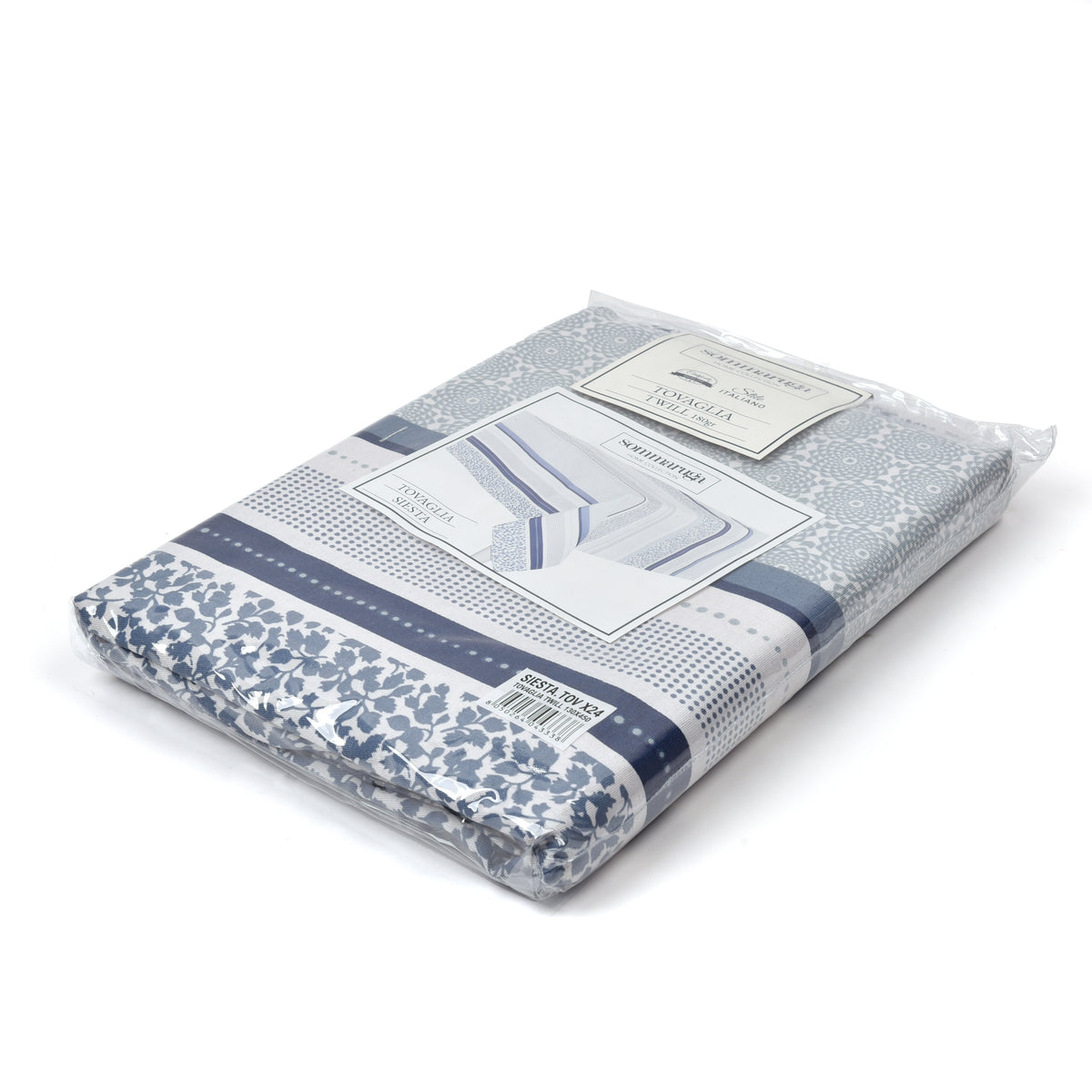 Tovaglia in twill di cotone Sommaruga Siesta fantasia celeste C