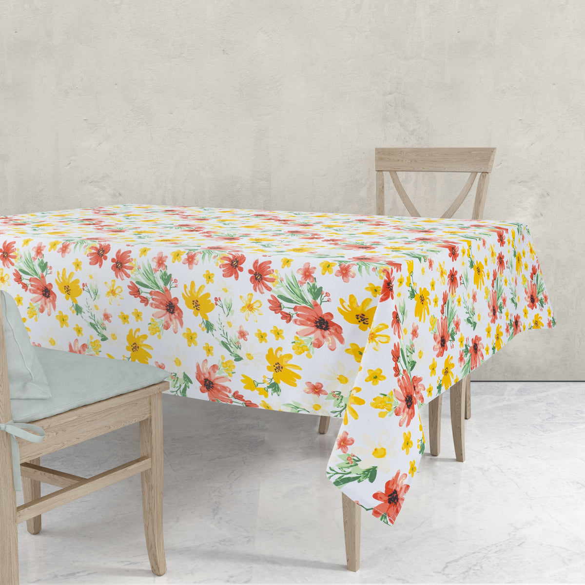 Tovaglia in twill di cotone Sommaruga Siesta fiori colorati D