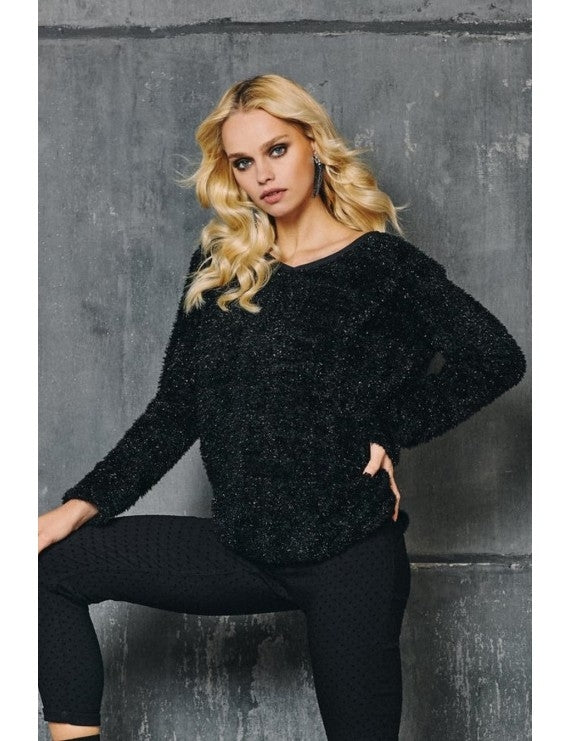 Maglia donna Sisi Pelliccia Y564SI nera con lurex