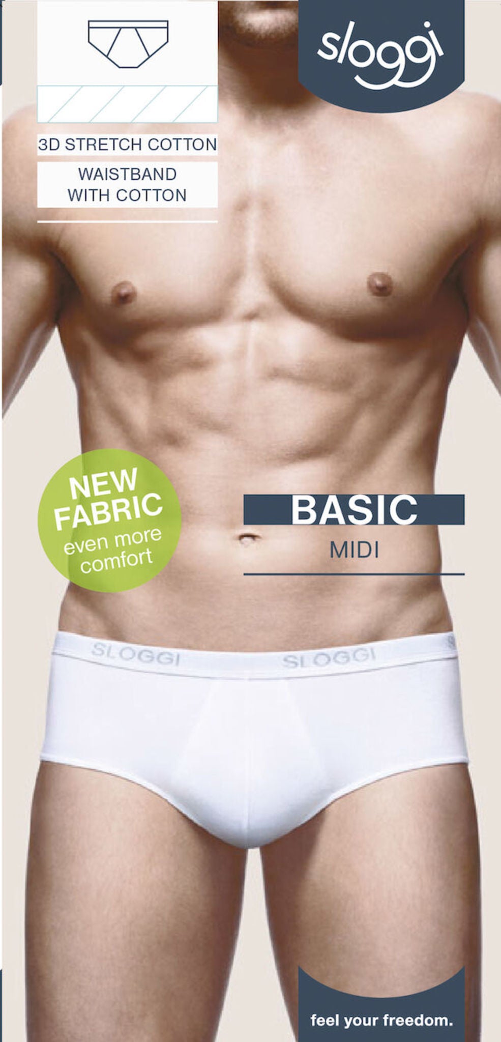 Slip sloggi midi uomo cotone elasticizzato 2 pezzi