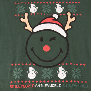 Felpa uomo natalizia Smiley 56107 caldo cotone felpato verde