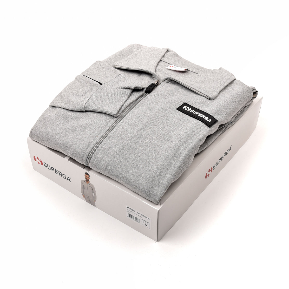 Tuta uomo cotone Superga full zip SMS23100 grigio melange