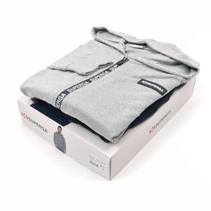 Tuta uomo cotone Superga full zip cappuccio SMS23104 grigio melange blu