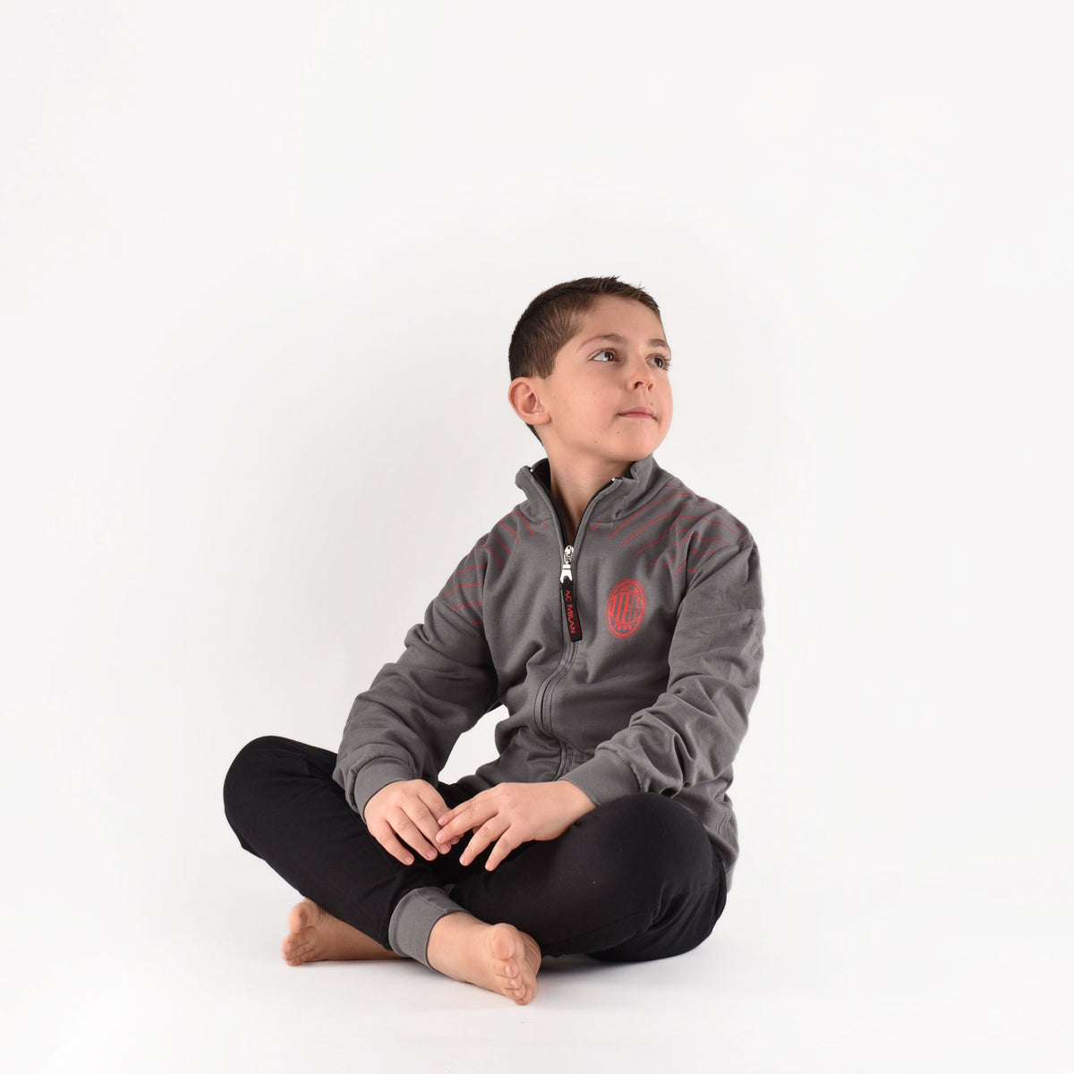 Pigiama tuta bambino Milan zip cotone felpato B2MI15117 antracite