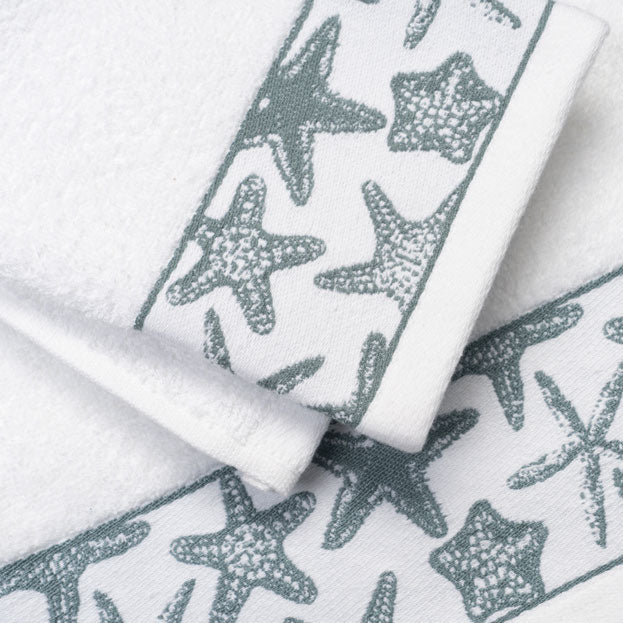 Vingi set asciugamani viso + ospite Star bianco-verde
