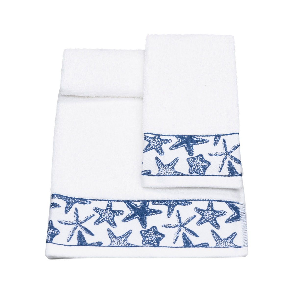 Vingi set asciugamani viso + ospite Star bianco-blu