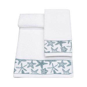 Vingi set asciugamani viso + ospite Star bianco-verde