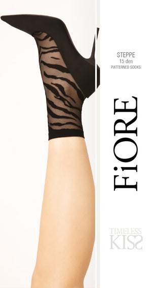 Calzini donna lavorati zebrato nero Fiore steppe