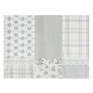 Set da 3 strofinacci Preziosa Melanie grigio 100% cotone con pizzo