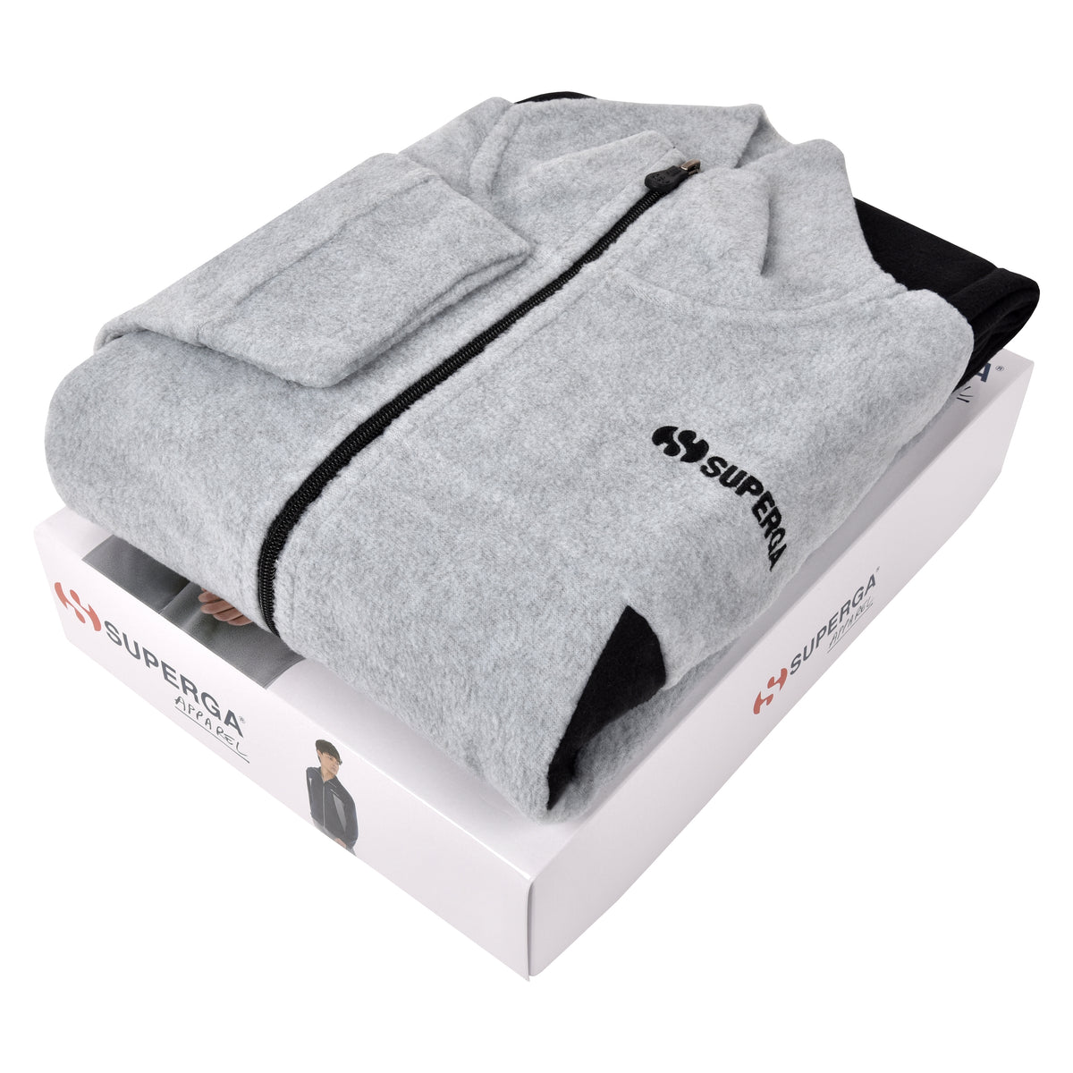 Tuta uomo pile micropolar con zip Superga SMW22331 grigio mel.